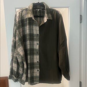 HYFVE Two-Tone Green Plaid Shacket